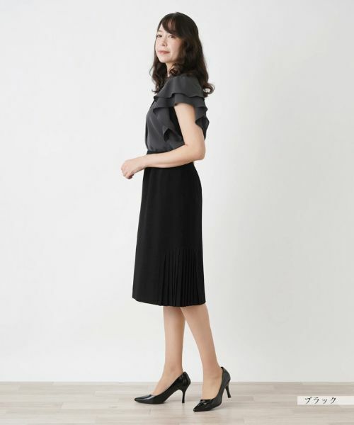 Leilian PLUS HOUSE / レリアンプラスハウス ミニ・ひざ丈スカート | サイドプリーツスカート | 詳細2