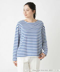 Leilian PLUS HOUSE / レリアンプラスハウス 幾何学ボーダーカットソー【Leilian WHITE LABEL】 店舗人気】バンドカラーブラウス【Leilian WHITE LABEL