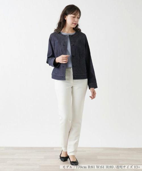 Leilian PLUS HOUSE / レリアンプラスハウス テーラードジャケット | ノーカラーデニムジャケット【Leilian WHITE LABEL】 | 詳細1