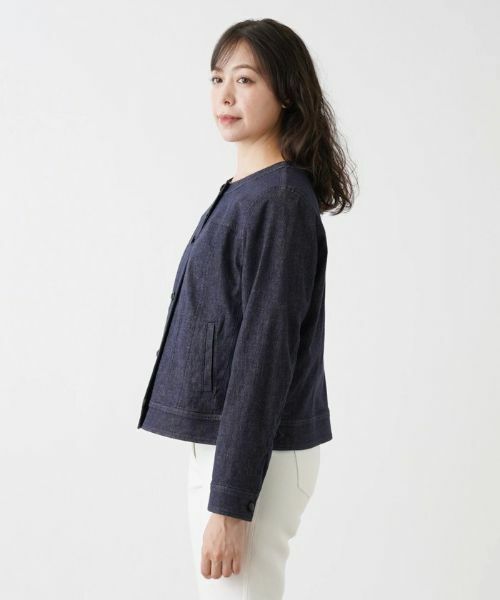 Leilian PLUS HOUSE / レリアンプラスハウス テーラードジャケット | ノーカラーデニムジャケット【Leilian WHITE LABEL】 | 詳細5