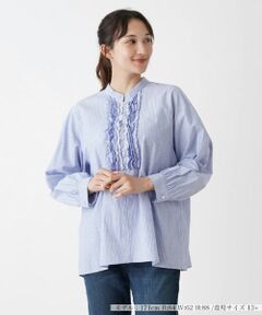 Leilian PLUS HOUSE / レリアンプラスハウス シャツ・ブラウス | フリルバンドカラーブラウス【Leilian WHITE LABEL】