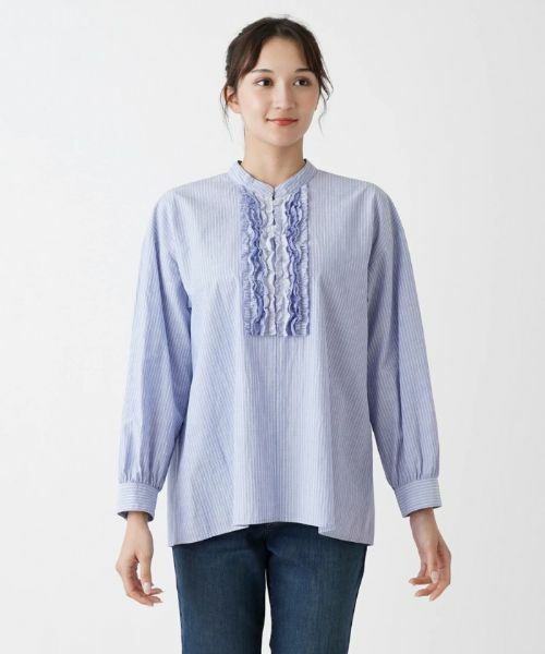 Leilian PLUS HOUSE / レリアンプラスハウス シャツ・ブラウス | フリルバンドカラーブラウス【Leilian WHITE LABEL】 | 詳細4