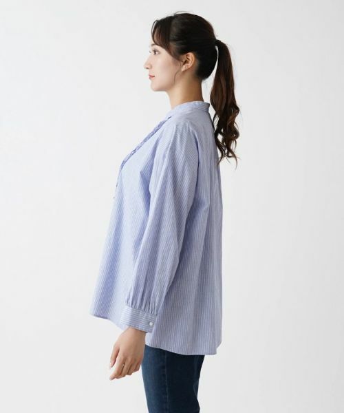 Leilian PLUS HOUSE / レリアンプラスハウス シャツ・ブラウス | フリルバンドカラーブラウス【Leilian WHITE LABEL】 | 詳細5