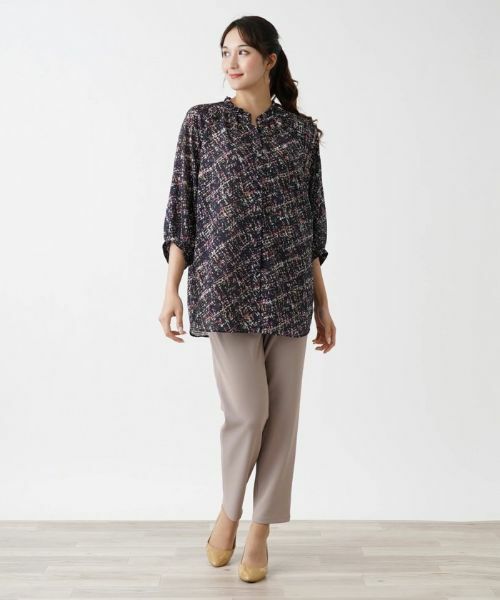 Leilian PLUS HOUSE / レリアンプラスハウス シャツ・ブラウス | ツイード調プリントブラウス | 詳細1