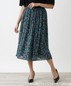 Leilian PLUS HOUSE / レリアンプラスハウス ミニ・ひざ丈スカート | 【セットアップ対応商品】フラワーガーデンフレアスカート