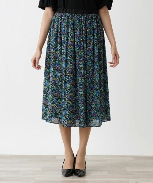Leilian PLUS HOUSE / レリアンプラスハウス ミニ・ひざ丈スカート | 【セットアップ対応商品】フラワーガーデンフレアスカート | 詳細7