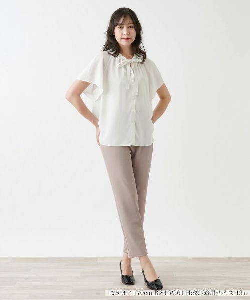 Leilian PLUS HOUSE / レリアンプラスハウス シャツ・ブラウス | ボウタイ半袖シフォンブラウス | 詳細1