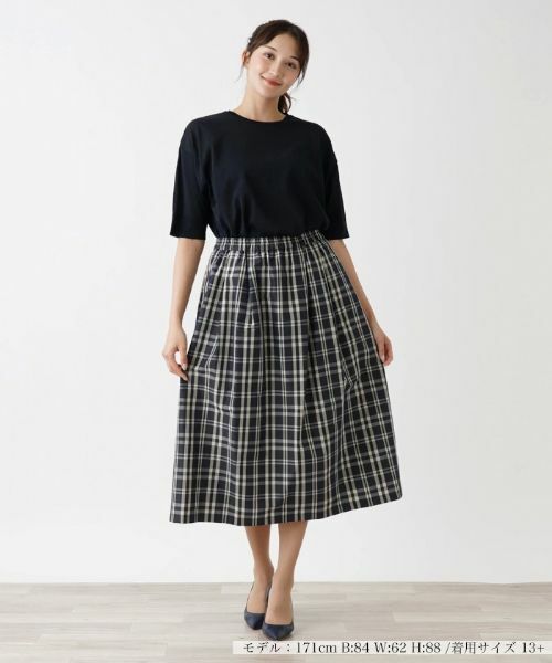 Leilian PLUS HOUSE / レリアンプラスハウス ミニ・ひざ丈スカート | チェックフレアスカート【プラス企画】 | 詳細1