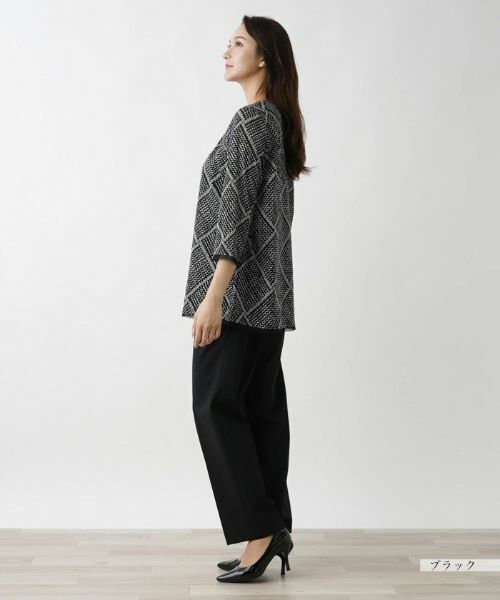 Leilian PLUS HOUSE / レリアンプラスハウス カットソー | 格子柄プリントカットソー【プラス企画】 | 詳細2