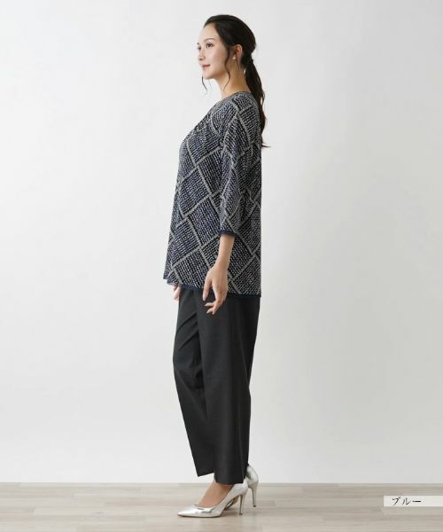 Leilian PLUS HOUSE / レリアンプラスハウス カットソー | 格子柄プリントカットソー【プラス企画】 | 詳細5