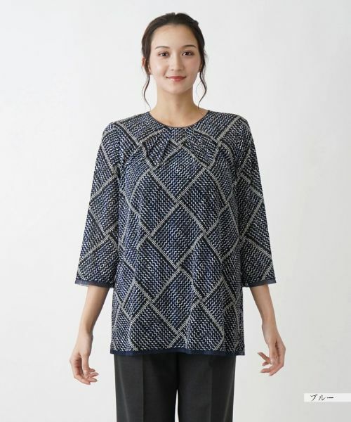 Leilian PLUS HOUSE / レリアンプラスハウス カットソー | 格子柄プリントカットソー【プラス企画】 | 詳細7