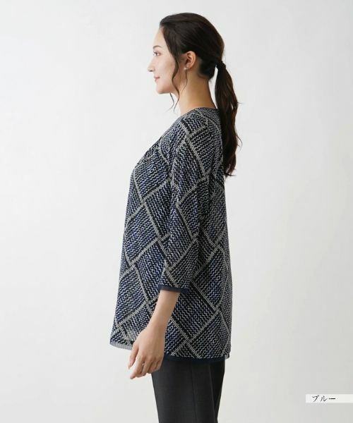 Leilian PLUS HOUSE / レリアンプラスハウス カットソー | 格子柄プリントカットソー【プラス企画】 | 詳細8