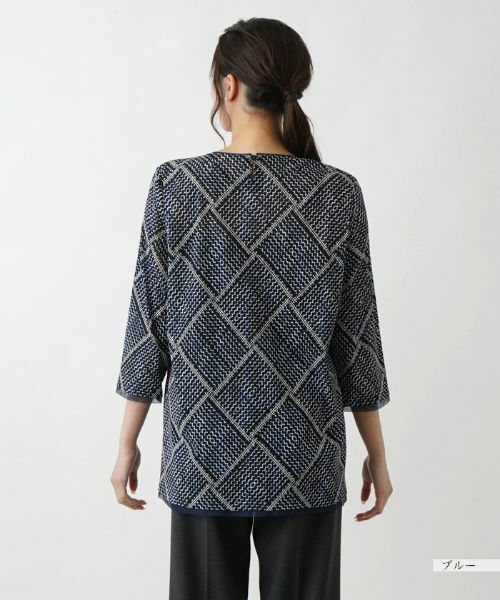 Leilian PLUS HOUSE / レリアンプラスハウス カットソー | 格子柄プリントカットソー【プラス企画】 | 詳細9