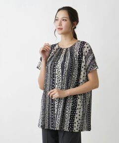 Leilian PLUS HOUSE / レリアンプラスハウス シャツ・ブラウス | ドット×ストライプブラウス【プラス企画】