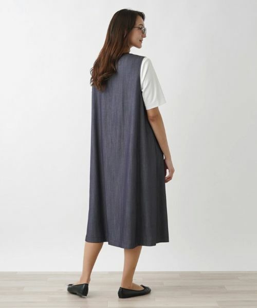Leilian PLUS HOUSE / レリアンプラスハウス ロング・マキシ丈ワンピース | Vネックジャンパースカート【プラス企画】 | 詳細3