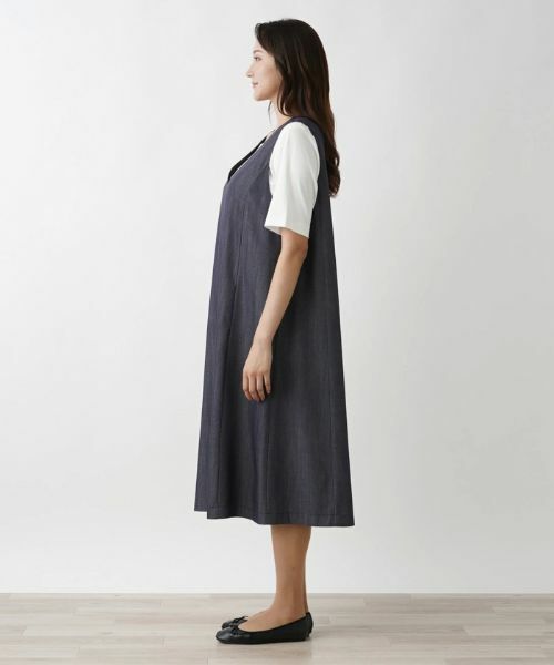 Leilian PLUS HOUSE / レリアンプラスハウス ロング・マキシ丈ワンピース | Vネックジャンパースカート【プラス企画】 | 詳細5