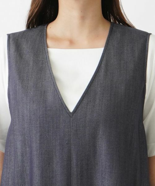 Leilian PLUS HOUSE / レリアンプラスハウス ロング・マキシ丈ワンピース | Vネックジャンパースカート【プラス企画】 | 詳細7