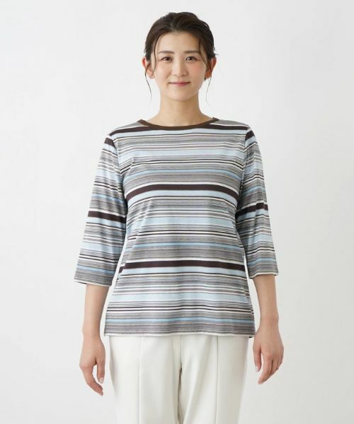Leilian PLUS HOUSE / レリアンプラスハウス カットソー | 七分丈ボーダーカットソー【プラス企画】 | 詳細4