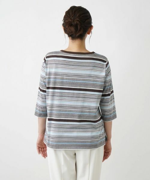 Leilian PLUS HOUSE / レリアンプラスハウス カットソー | 七分丈ボーダーカットソー【プラス企画】 | 詳細6