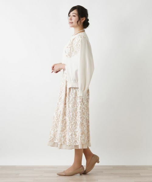 Leilian PLUS HOUSE / レリアンプラスハウス ミニ・ひざ丈スカート | フラワーレーススカート | 詳細2