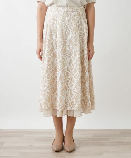 Leilian PLUS HOUSE / レリアンプラスハウス ミニ・ひざ丈スカート | フラワーレーススカート | 詳細4