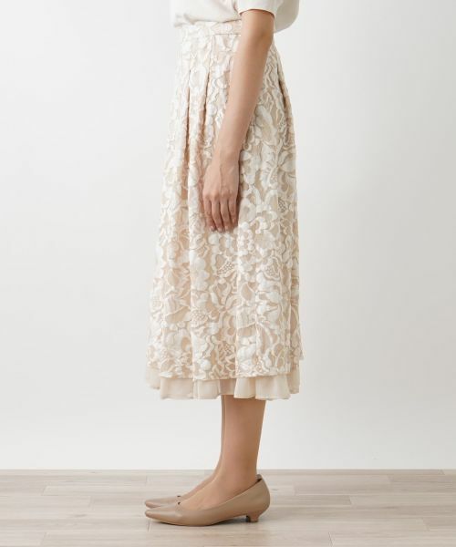 Leilian PLUS HOUSE / レリアンプラスハウス ミニ・ひざ丈スカート | フラワーレーススカート | 詳細5