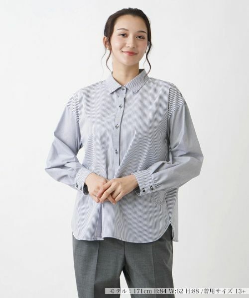 Leilian PLUS HOUSE/レリアンプラスハウス 襟付きブラウス【MUSE BY ROCHAS Premiere】 ネイビー 17+