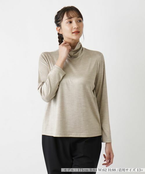 Leilian PLUS HOUSE / レリアンプラスハウス カットソー | 【店舗人気】タートルネックカットソー【シルク混】(ベージュ)