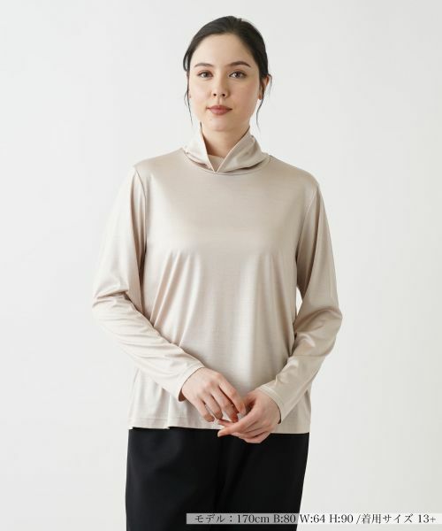 Leilian PLUS HOUSE / レリアンプラスハウス カットソー | 【店舗人気】タートルネックカットソー【シルク混】(ライトベージュ)