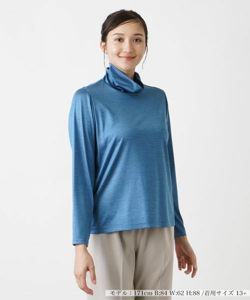 Leilian PLUS HOUSE / レリアンプラスハウス カットソー | 【店舗人気】タートルネックカットソー【シルク混】(ロイヤルブルー)