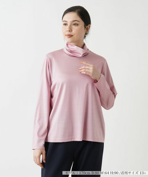 Leilian PLUS HOUSE / レリアンプラスハウス カットソー | 【店舗人気】タートルネックカットソー【シルク混】(ピンク系)