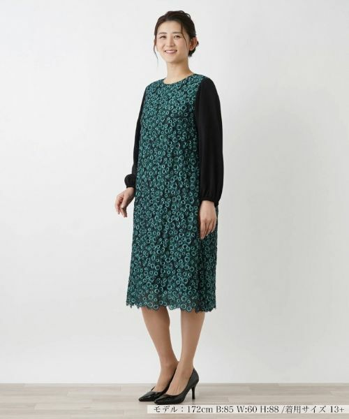 Leilian PLUS HOUSE / レリアンプラスハウス ドレス | ピーコックモチーフワンピース【プラス企画】 | 詳細1