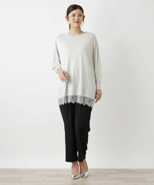 Leilian PLUS HOUSE / レリアンプラスハウス ニット・セーター | チュニック丈ニットプルオーバー【Leilian WHITE LABEL】【BOURGE】 | 詳細1