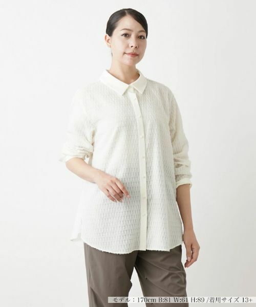 Leilian PLUS HOUSE/レリアンプラスハウス ジャカードブラウス【BOURGE】 アイボリー系 17+ Leilian PLUS HOUSE/レリアンプラスハウス ジャカードブラウス【BOURGE】 アイボリー系 17+