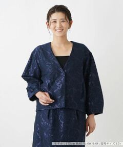 Leilian PLUS HOUSE / レリアンプラスハウス テーラードジャケット | フラワーレースノーカラージャケット