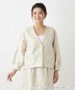 Leilian PLUS HOUSE / レリアンプラスハウス テーラードジャケット | フラワーレースノーカラージャケット