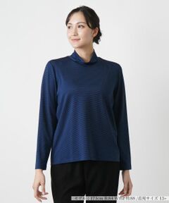 Leilian PLUS HOUSE / レリアンプラスハウス カットソー | ナローボーダーハイネックカットソー