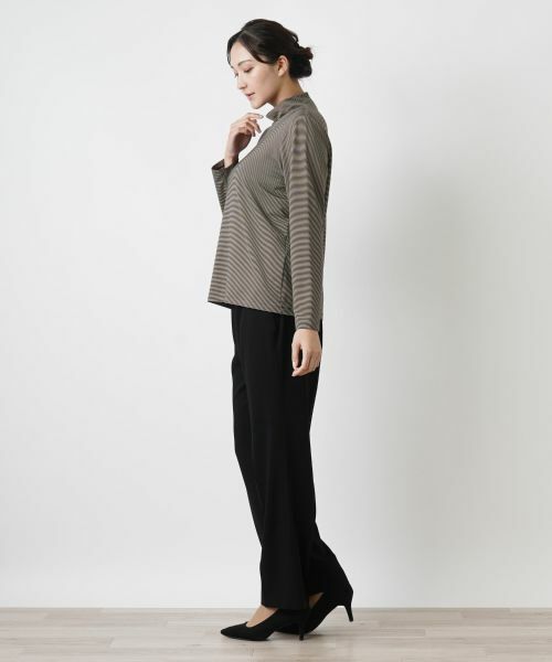 Leilian PLUS HOUSE / レリアンプラスハウス カットソー | ナローボーダーハイネックカットソー | 詳細2
