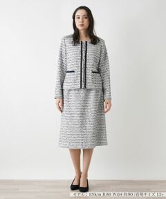 Leilian PLUS HOUSE / レリアンプラスハウス セットアップ | ノーカラージャケット・ミモレスカートスーツセット