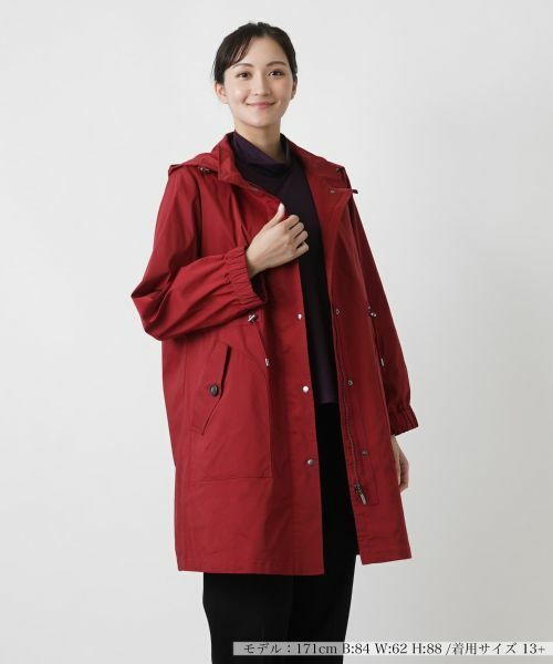 Leilian PLUS HOUSE/レリアンプラスハウス 【店舗人気】フーディーロングコート ボルドー 13+ Leilian PLUS HOUSE/レリアンプラスハウス 【店舗人気】フーディーロングコート ボルドー 13+