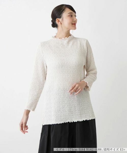 Leilian PLUS HOUSE/レリアンプラスハウス ハイネックプルオーバー【BOURGE】 ライトグレー 13+ Leilian PLUS HOUSE/レリアンプラスハウス ハイネックプルオーバー【BOURGE】 ライトグレー 13+