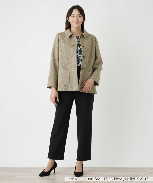 Leilian PLUS HOUSE / レリアンプラスハウス テーラードジャケット | ミックスツイードステンカラージャケット【Leilian WHITE LABEL】 | 詳細1