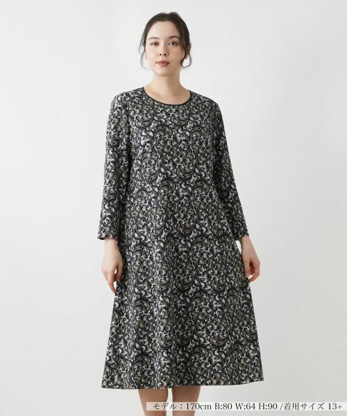 Leilian PLUS HOUSE / レリアンプラスハウス ドレス | 【店舗人気】洗えるストレッチワンピース(ネイビー系)