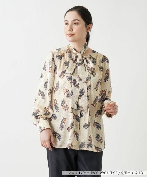 Leilian PLUS HOUSE / レリアンプラスハウス シャツ・ブラウス | 【店舗人気】ボウタイ付きブラウス(ライトオレンジ)