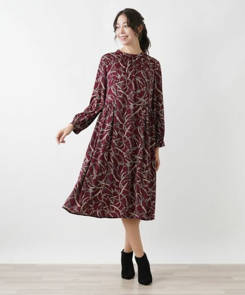 Leilian PLUS HOUSE / レリアンプラスハウス ドレス | アンティーク調プリントワンピース | 詳細1