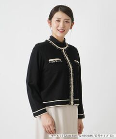 Leilian PLUS HOUSE / レリアンプラスハウス 半そでミックスカーディガン ミックスカーディガン | Leilian plus house (Women/大きい
