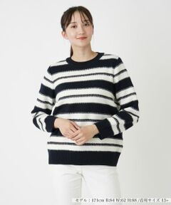 Leilian PLUS HOUSE / レリアンプラスハウス ニット・セーター | ボーダークルーネックニット【ROCHAS Premiere】