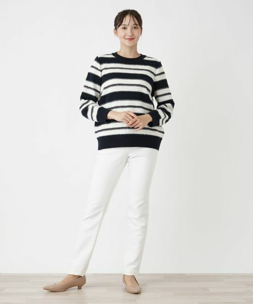 Leilian PLUS HOUSE / レリアンプラスハウス ニット・セーター | ボーダークルーネックニット【ROCHAS Premiere】 | 詳細1
