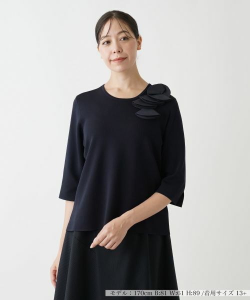 Leilian PLUS HOUSE/レリアンプラスハウス ニットプルオーバー【BOURGE】 ネイビー 13+