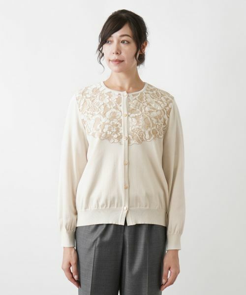 Leilian PLUS HOUSE / レリアンプラスハウス カーディガン・ボレロ | ボタニカルレースカーディガン | 詳細4